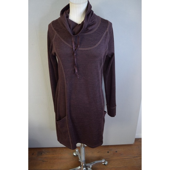 Kuhl Dresses & Skirts - Kuhl Lea Dress Small Brown Cowl Neck Long Sleeve Pockets Outdoors Women Hiking